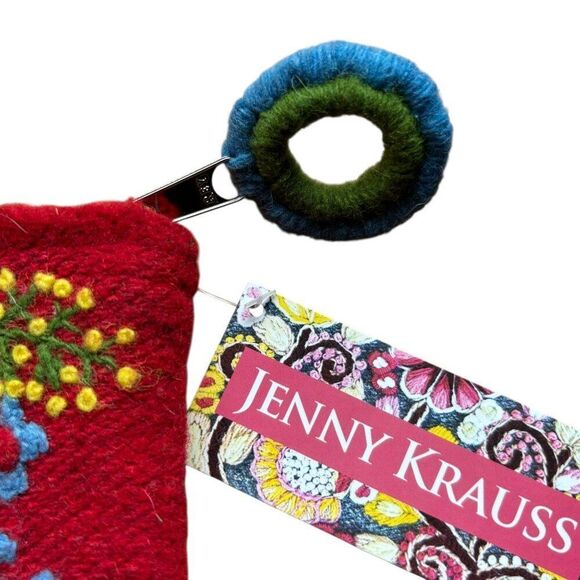 NWT Jenny Krauss Monogram Letter J Pouch Floral Embroidered Zip Bag Sundance - Picture 4 of 7